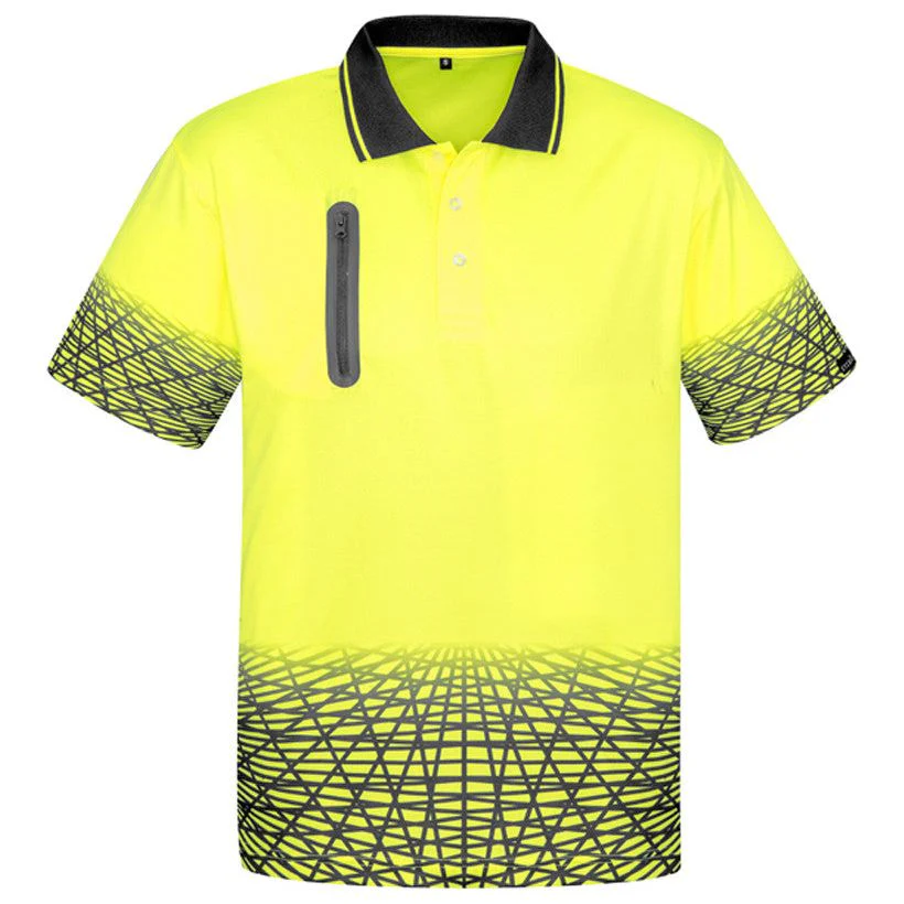 Syzmik Hi Vis Mens Tracks Polo Shirt Short Sleeve (ZH300) - Image 3