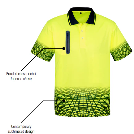 Syzmik Hi Vis Mens Tracks Polo Shirt Short Sleeve (ZH300) - Image 5