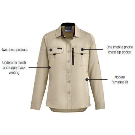 Syzmik Womens Outdoor Long Sleeve Shirt (ZW760) - Image 9