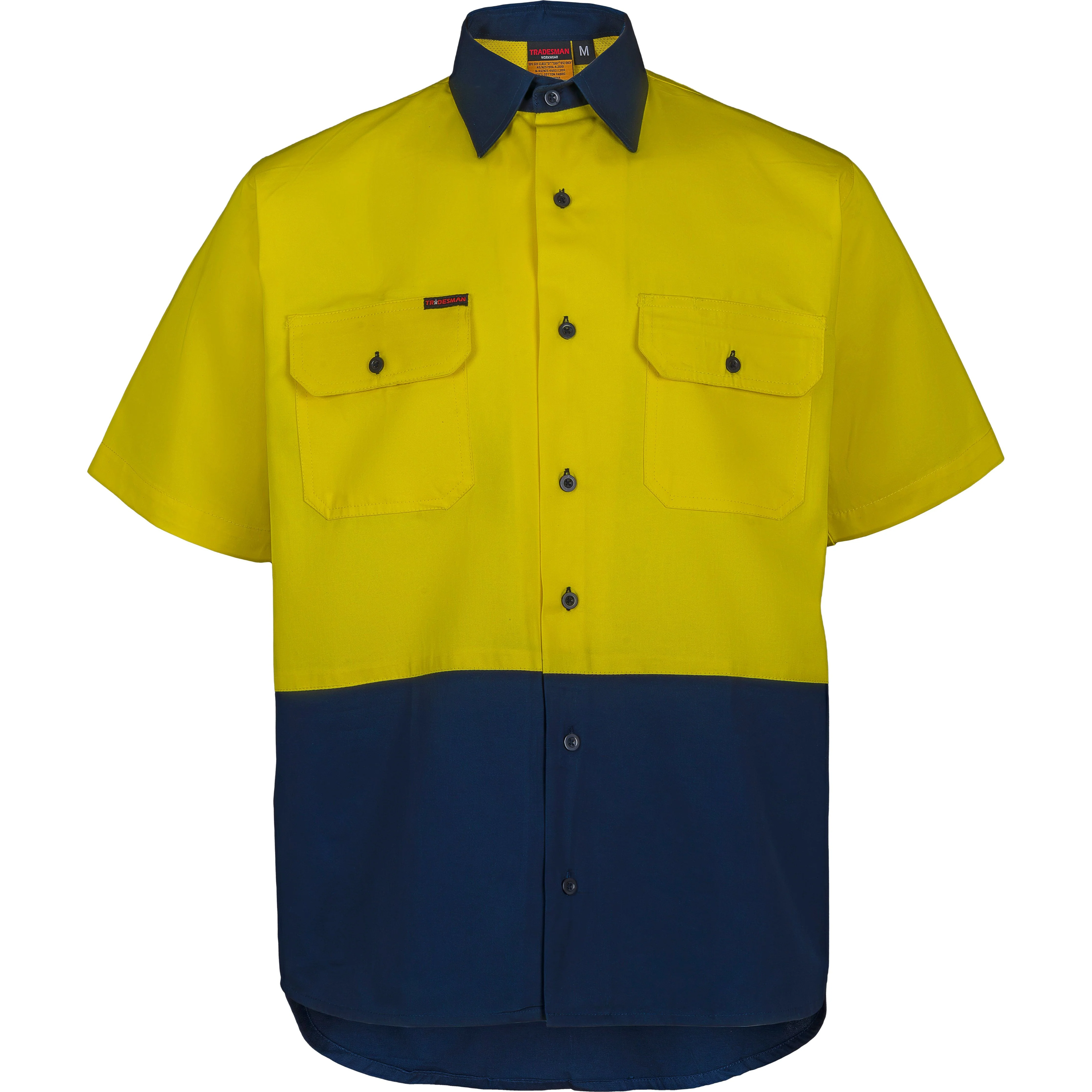 Tradesman Hi Vis Cotton Drill Shirt Short Sleeve (C84) - Image 3